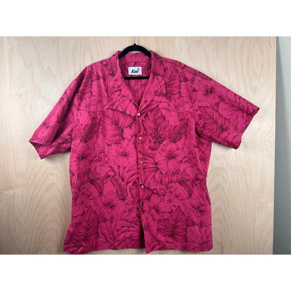 Kaai Creations Pink Floral Hawaiian Shirt Mens XL Aloha Camp Button Up